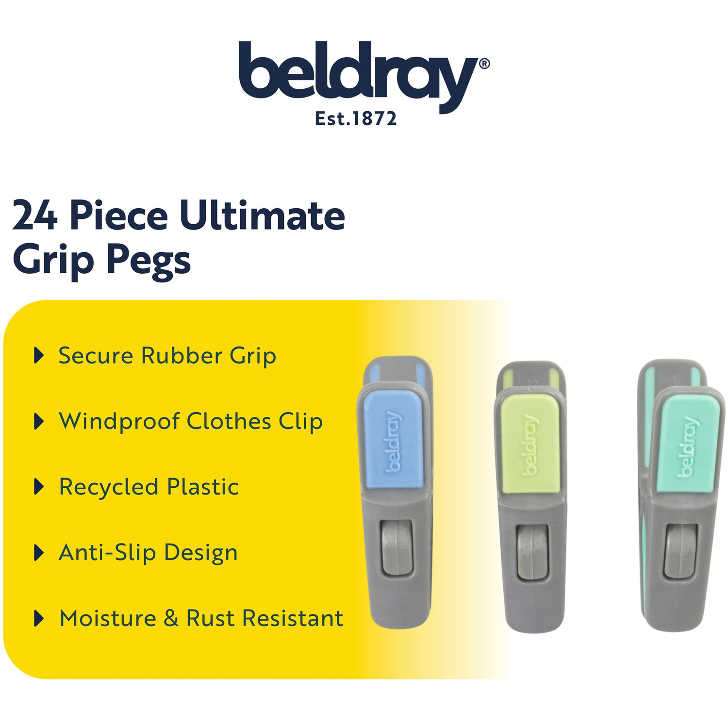 Pack of 24 Beldray Ultimate Grip Pegs Grey Image 4