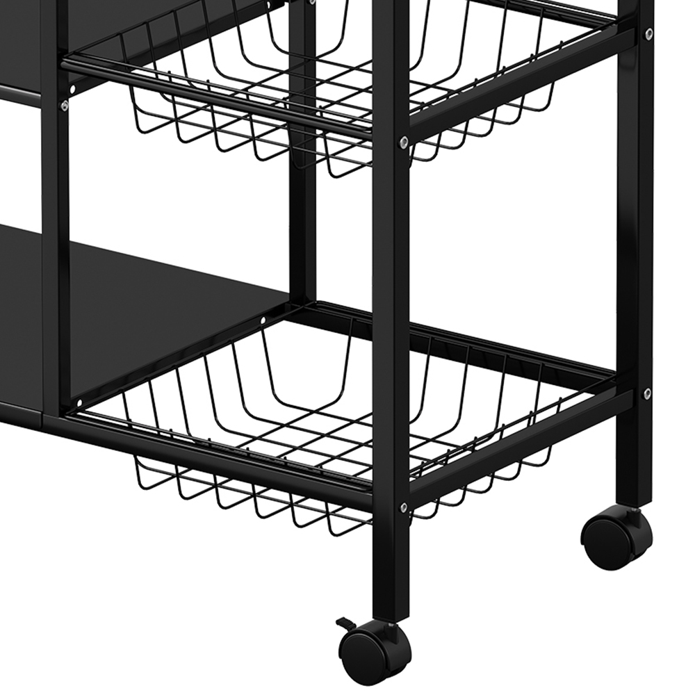 Living and Home 4-Tier Black Microwave Storage Rack on Wheel Image 3