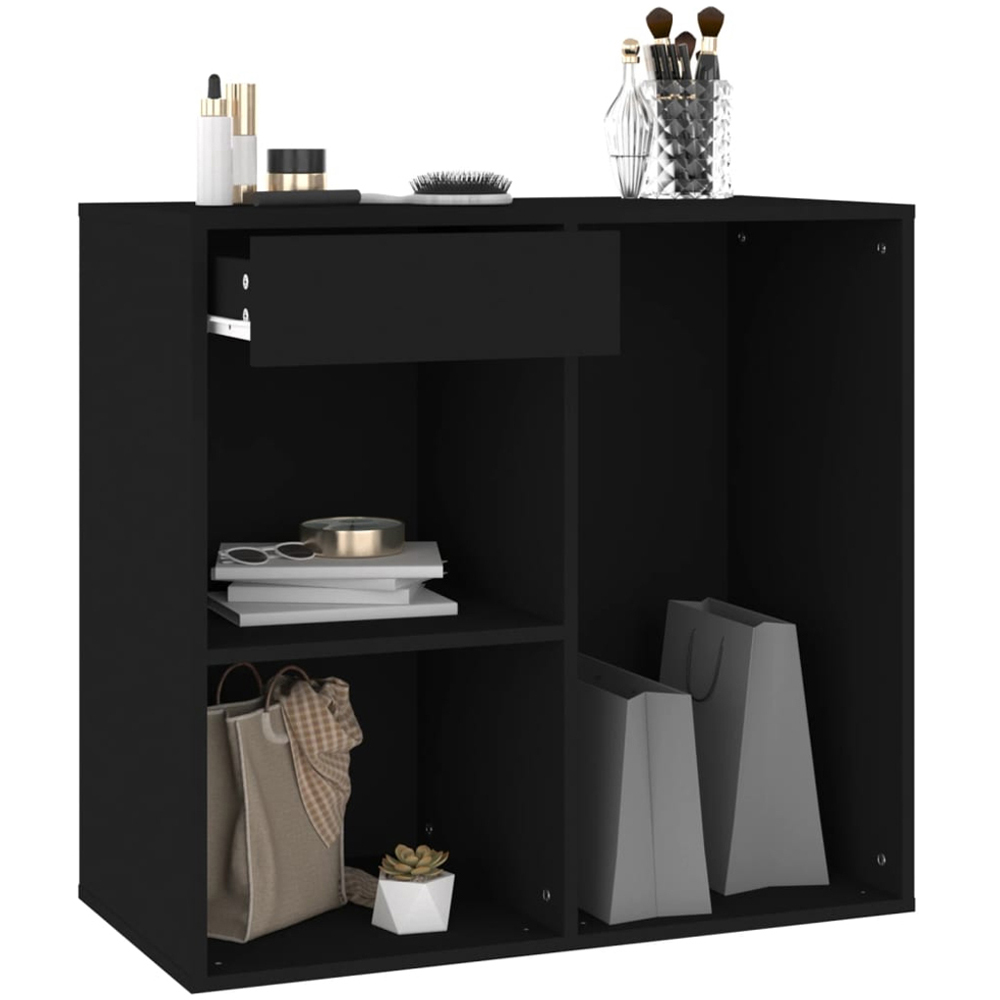 vidaXL Black Single Drawer 3 Open Shelf Cosmetic Storage Cabinet Image 7
