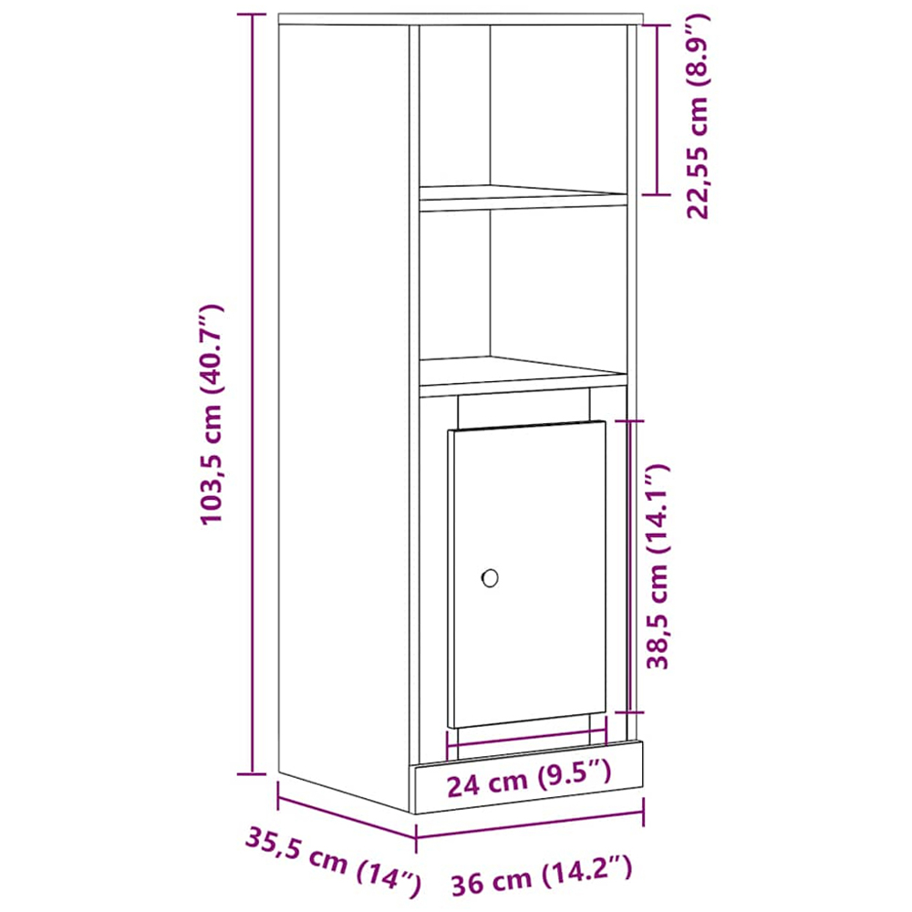 vidaXL Single Door 2 Shelf Artisan Oak Highboard Image 9