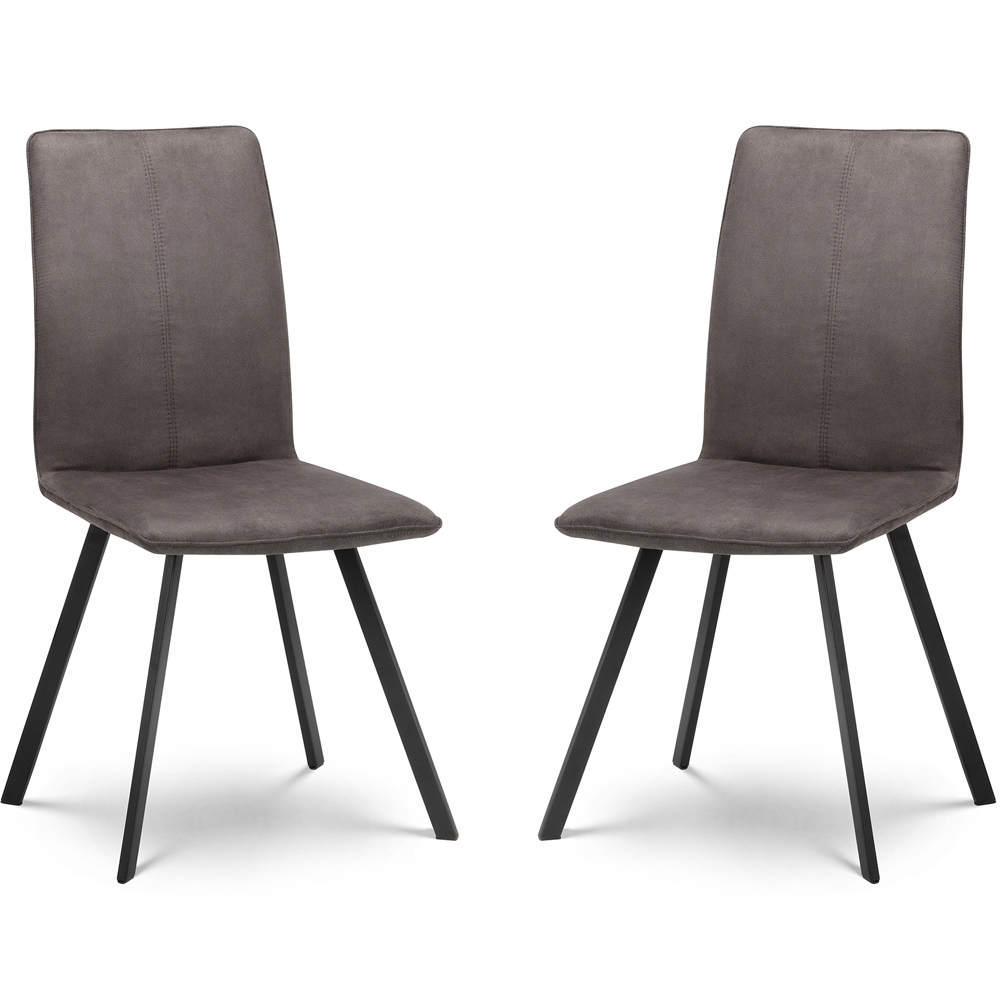 Julian Bowen Monroe Set of 2 Charcoal Grey and Black Dining Chair Image 2