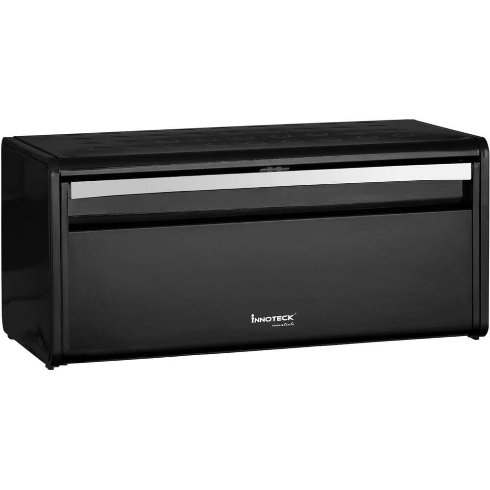 Innoteck Essentials Black Bread Bin with Magnetically Sealed Drop Down Door Image 2