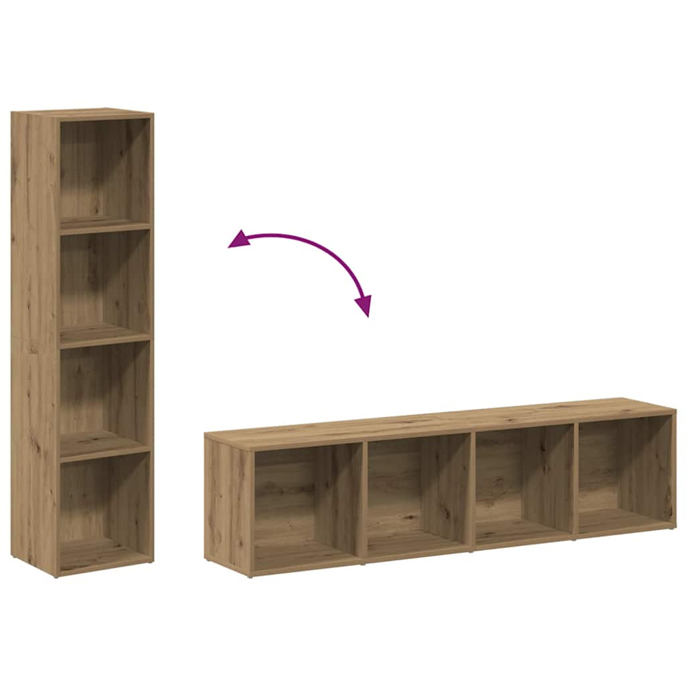 vidaXL 3 Shelf Artisanal Oak Bookcase Image 9