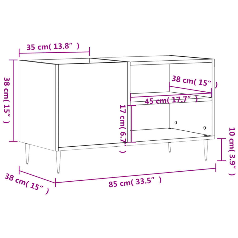 vidaXL 2 Shelf Grey Sonoma Record Cabinet Image 9