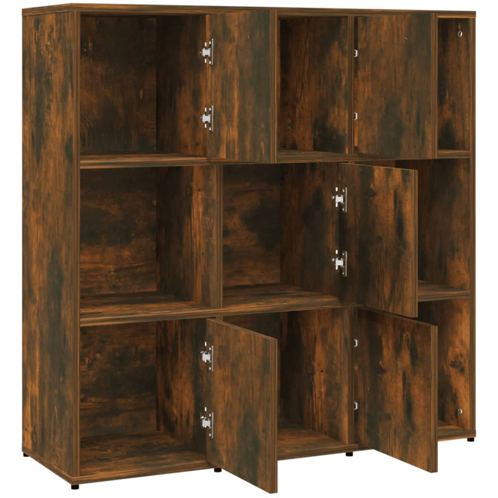 vidaXL 5 Door 4 Shelf Smoked Oak Wooden Bookcase Image 5