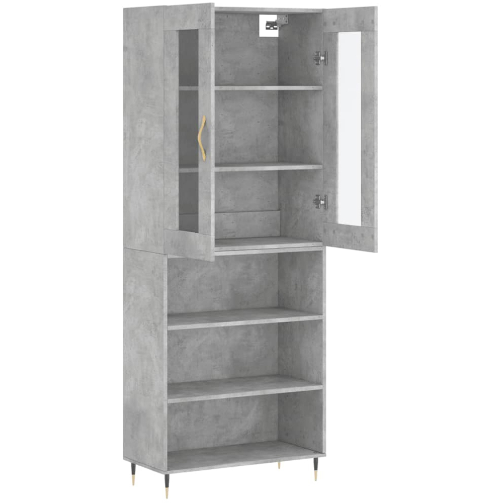 vidaXL 2 Glass Door 3 Shelf Concrete Grey Highboard Image 3