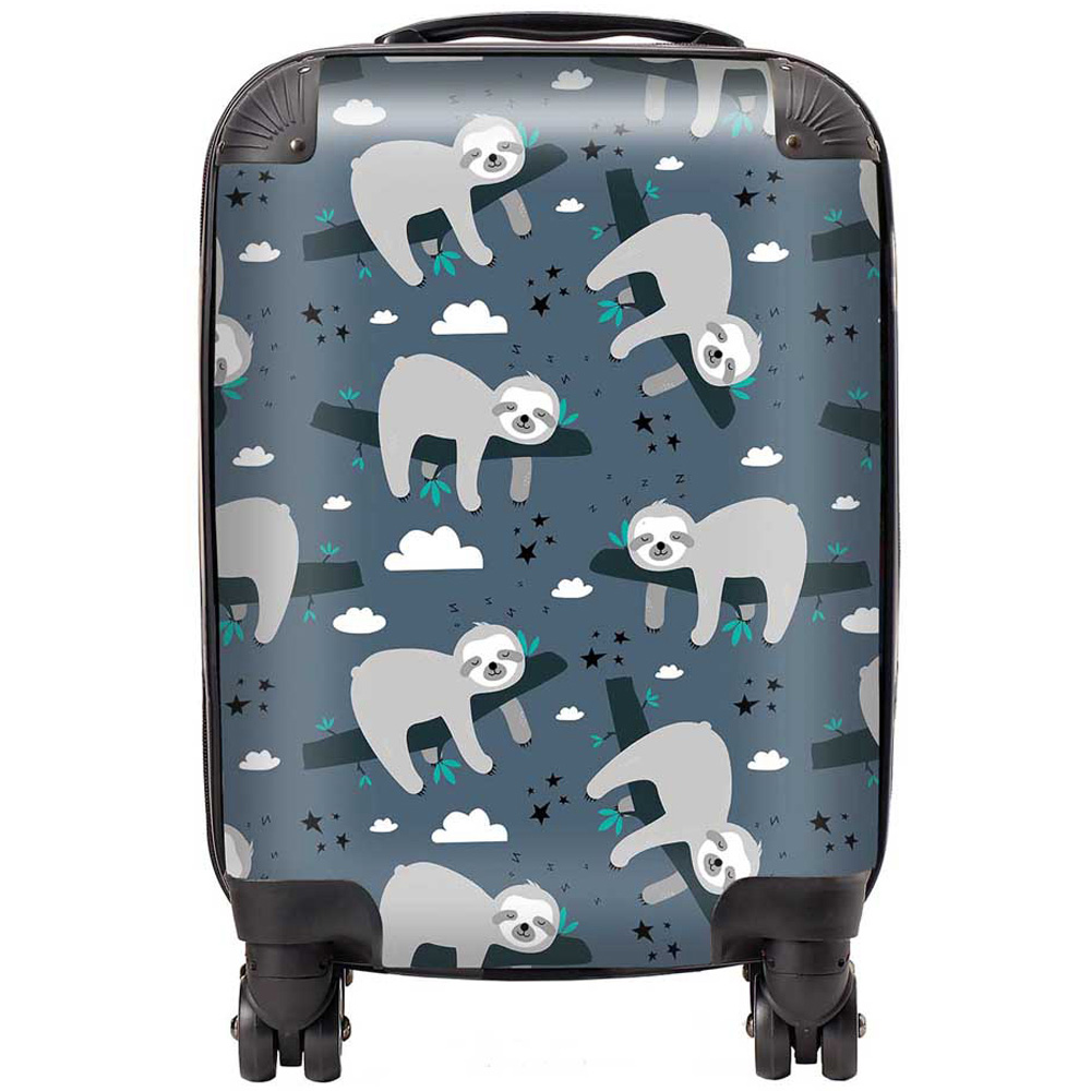 Warren Reed Designer Mini Cabin Sleeping Sloth Pattern Suitcase Image 1