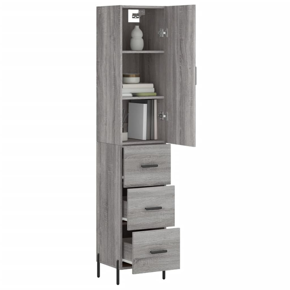 vidaXL Single Door 3 Drawer Grey Sonoma Highboard Image 3