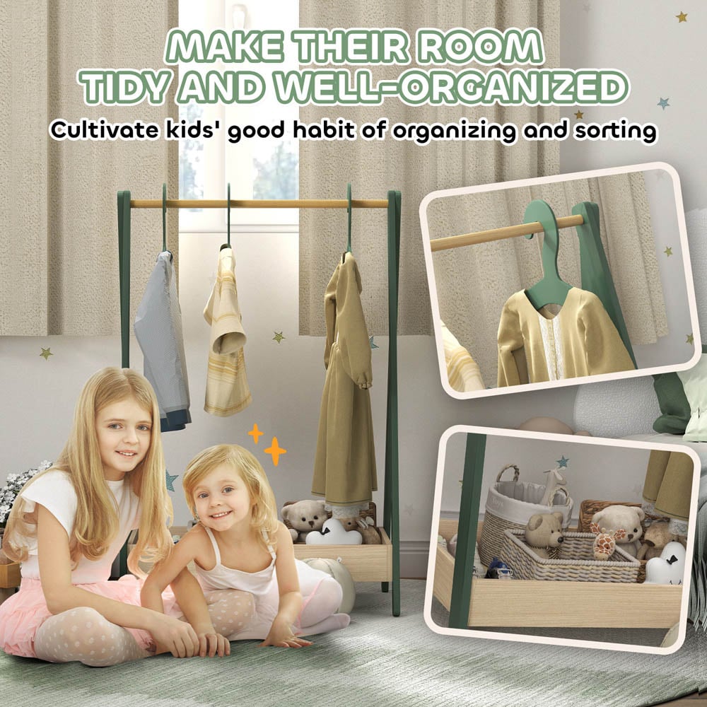 AIYAPLAY Green Kids Clothes Rail with Hangers Image 6