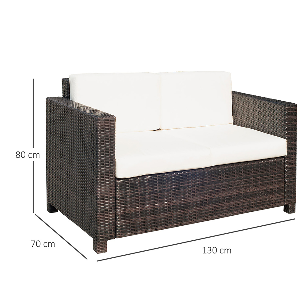 Outsunny 2 Seater Rattan Sofa Brown Image 6