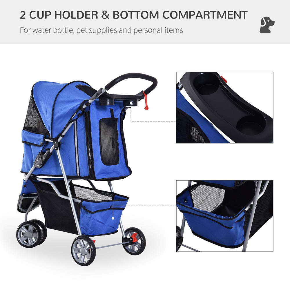 PawHut 3 Wheel Pet Stroller Blue Image 7