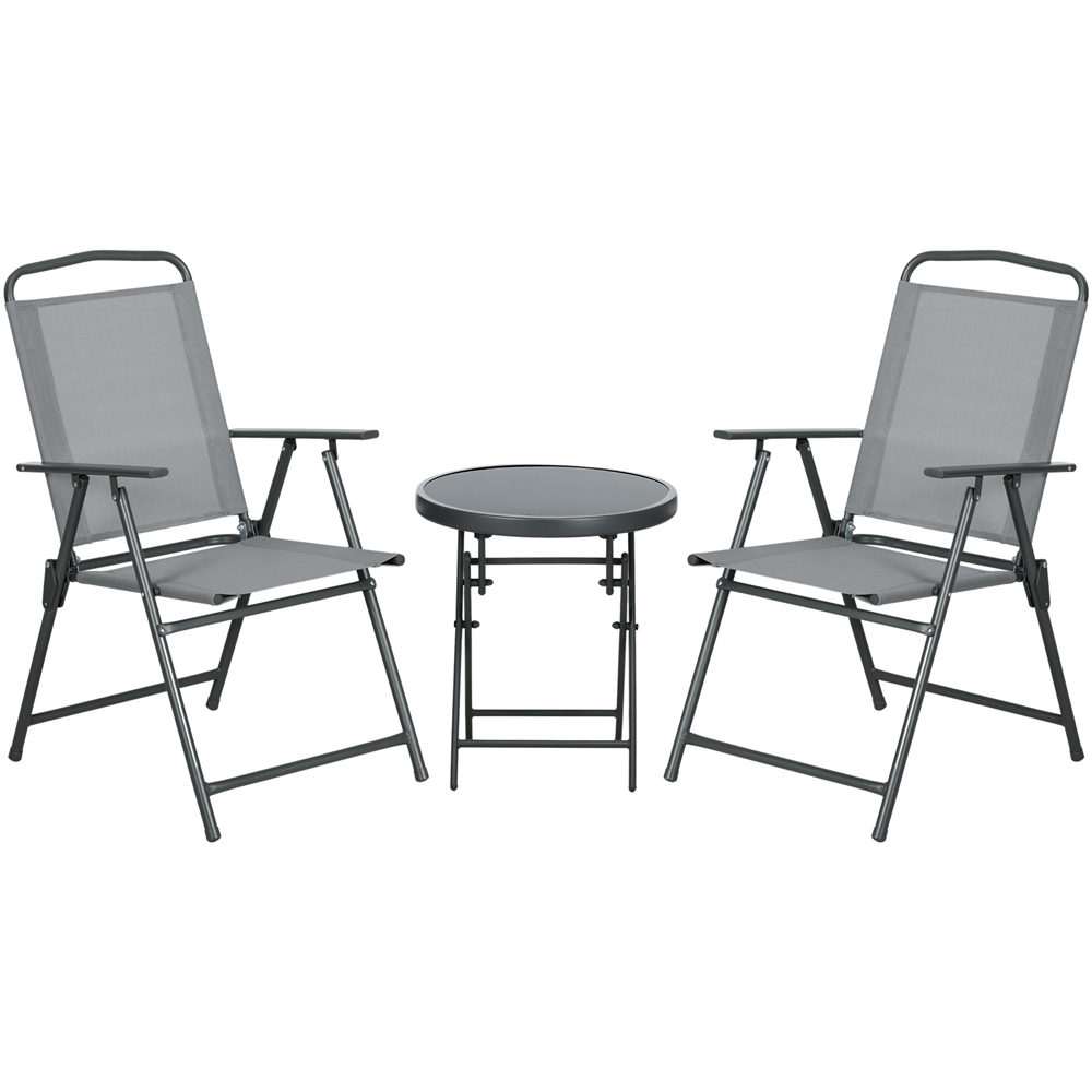 Outsunny 2 Seater Foldable Bistro Set Light Grey Image 2