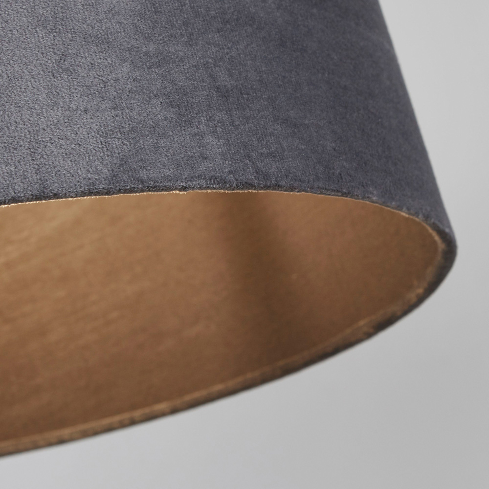 Lighting Collection Posner Dark Grey Velvet Tapered Drum Lamp Shade 40cm Image 4
