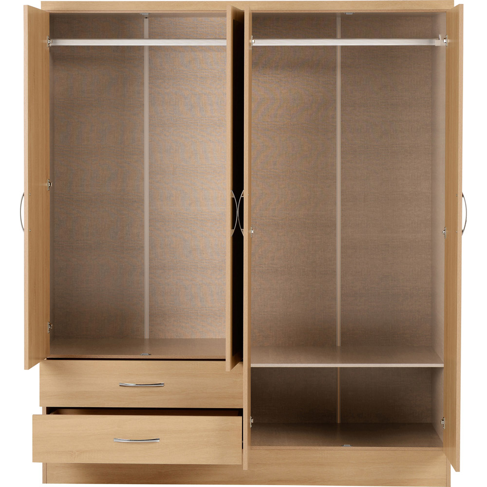 Seconique Nevada 4 Door 2 Drawer Sonoma Oak Mirror Wardrobe Image 3