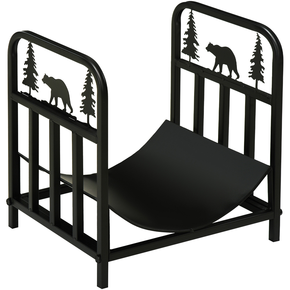Outsunny Bear and Tree Metal Firewood Log Holder Bear And Tree Pattern Image 1