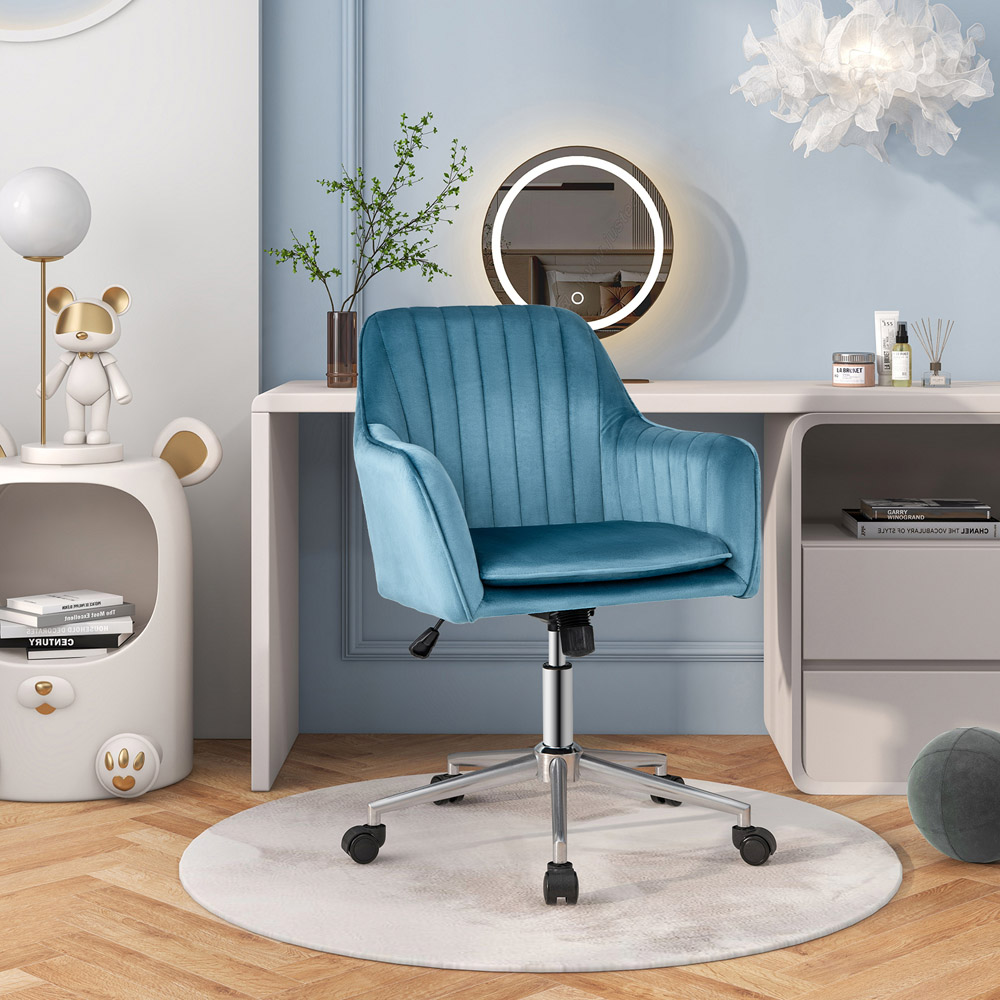 Costway Blue Velvet Adjustable Office Chair Image 4