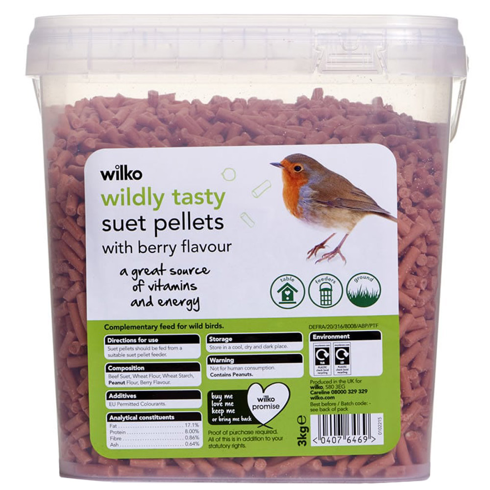 Wilko Wild Bird Suet Pellets with Berry Flavour 3kg Image