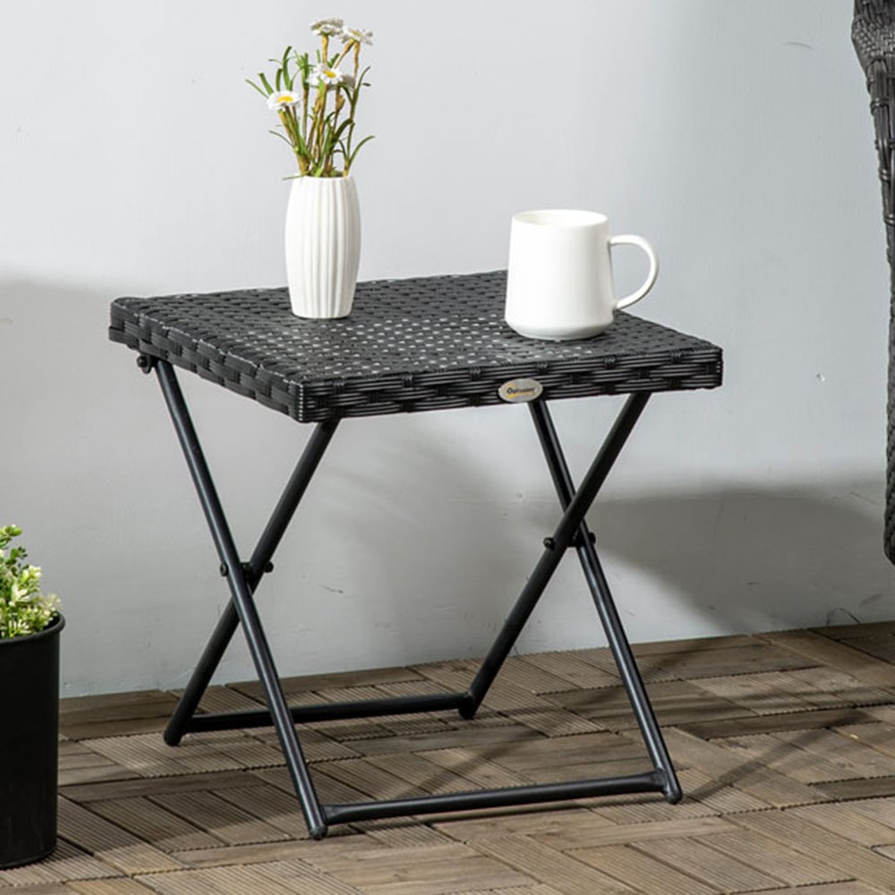 Outsunny Square Folding Rattan Table Image 1