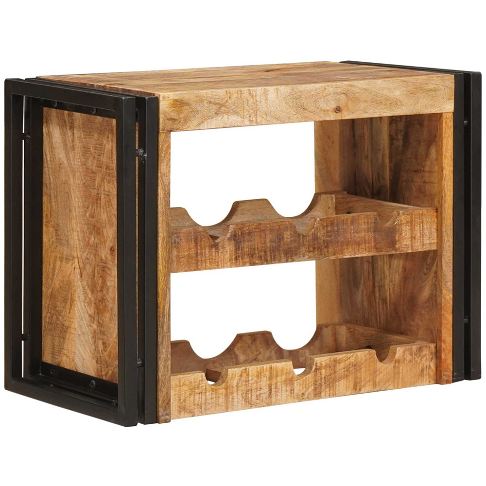 vidaXL 6 Bottle Brown Solid Rough Mango Wood Wall Mounted Wine Rack Image 5