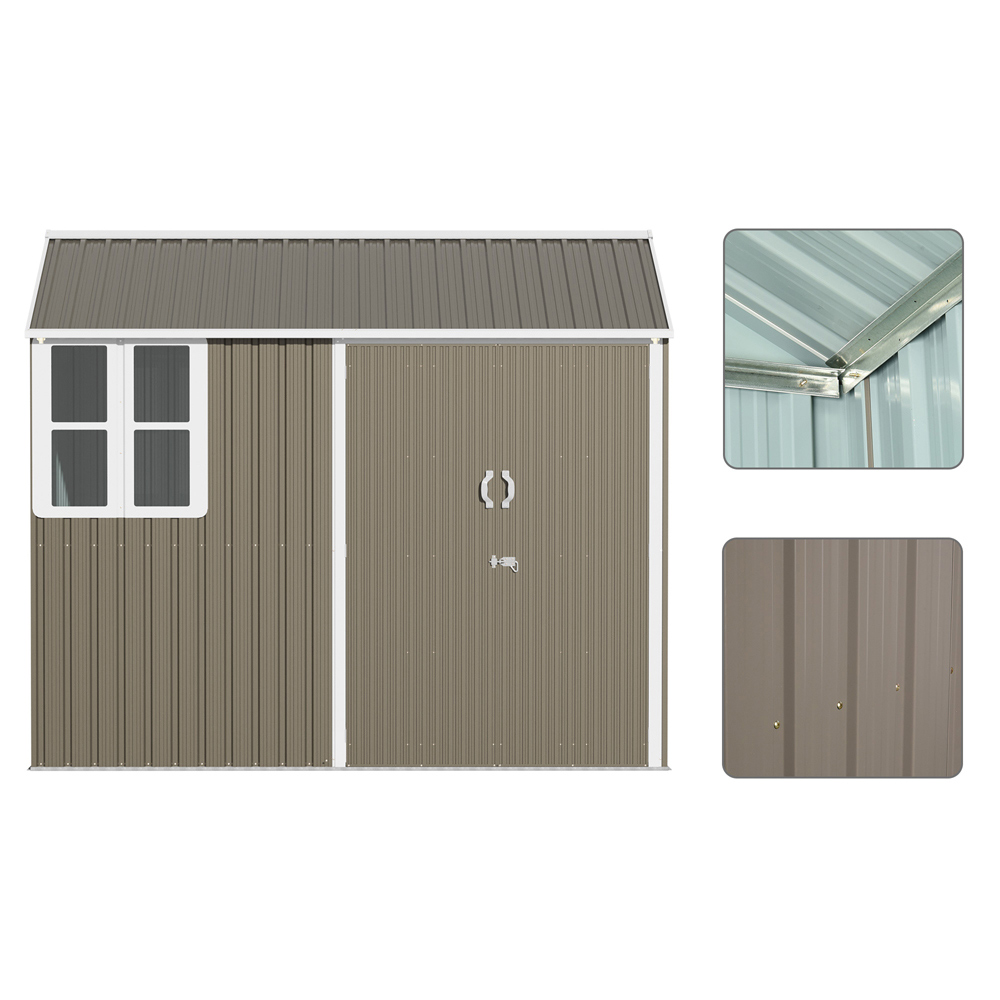 Outsunny 8.5 x 5.6ft Latched Door Corrugated Steel Garden Shed Image 7