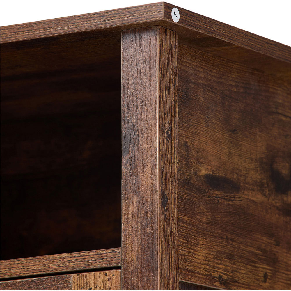 Living and Home Single Door Single Shelf Brown Bedside Table Image 5
