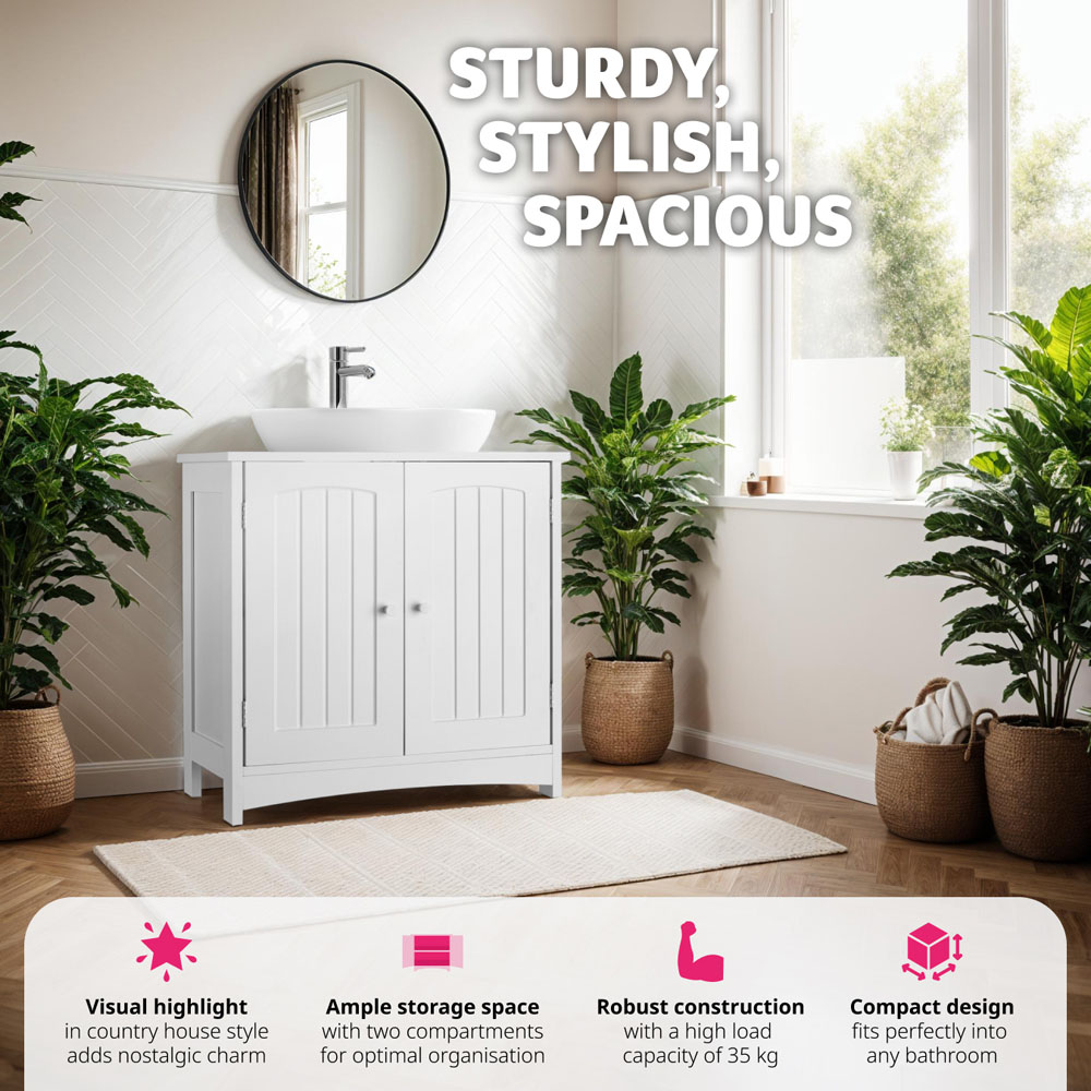 Tectake Jasper 2 Door White Vanity Unit Image 3