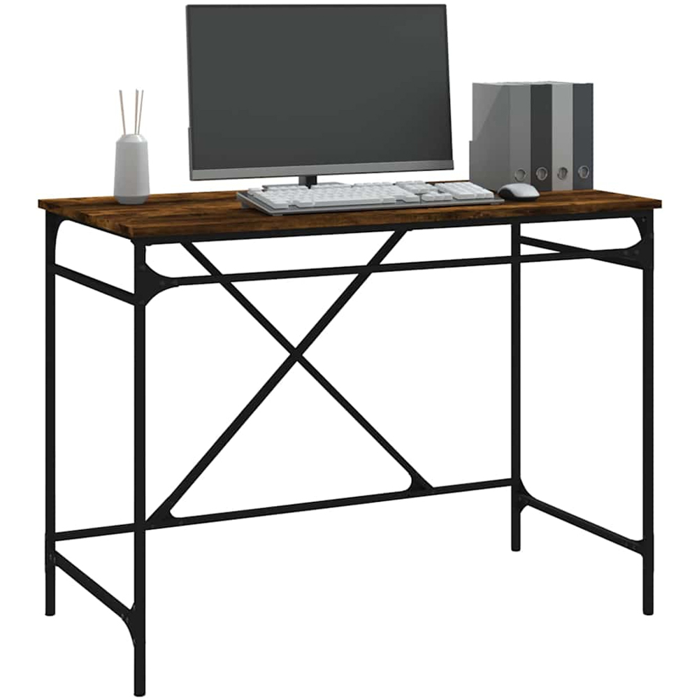 vidaXL Modern Large Desk Smoked Oak Image 4