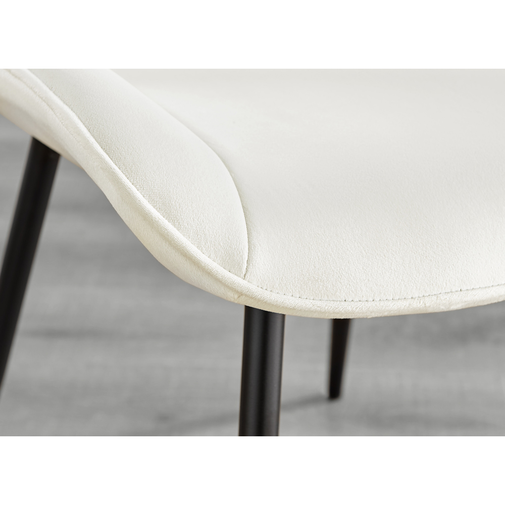Furniturebox Cesano Set of 2 Cream and Black Velvet Dining Chair Image 7