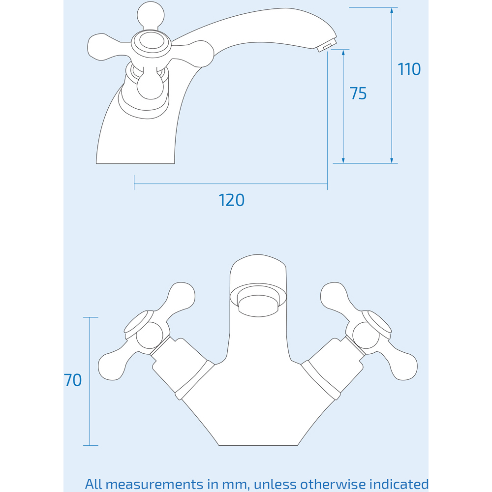Nes Home Traditional Chrome Basin Mixer Tap with Waste Image 3