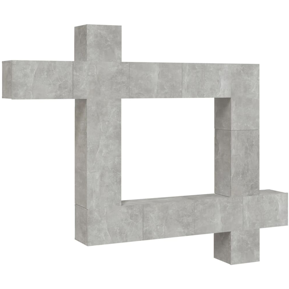 vidaXL 9 Door Concrete Grey Wall Mounted TV Cabinet Set Image 2