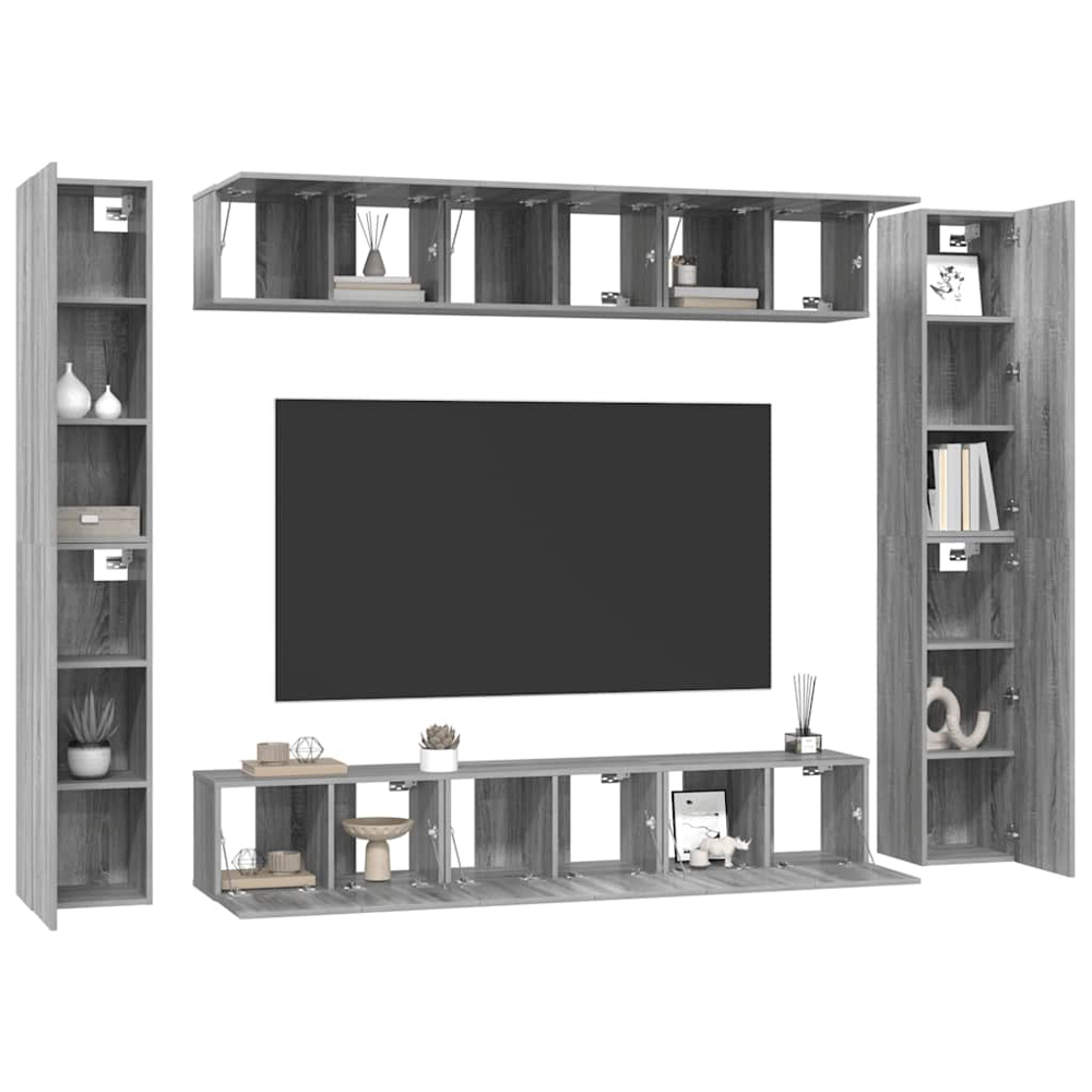 vidaXL 24 Shelf Grey Sonoma TV Cabinet Image 4