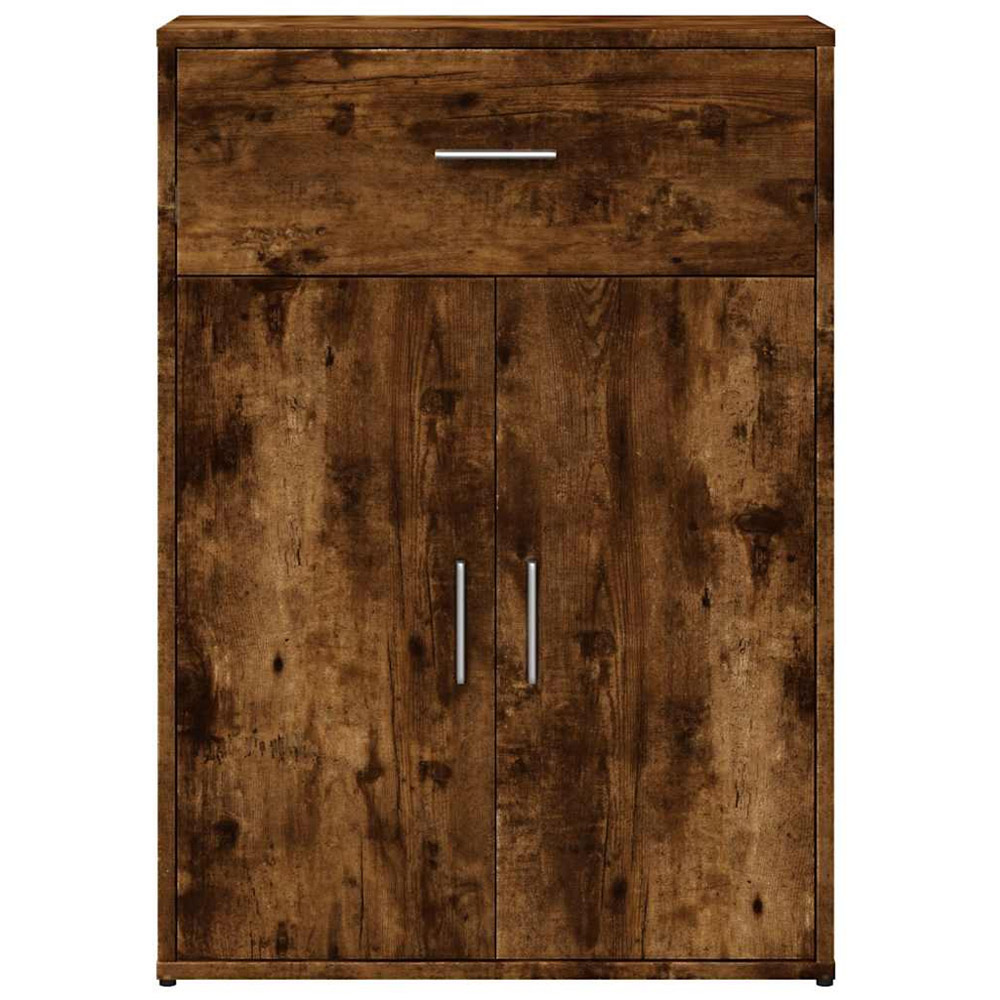 vidaXL 2 Door Single Drawer Smoked Oak Sideboard Set of 2 Image 5