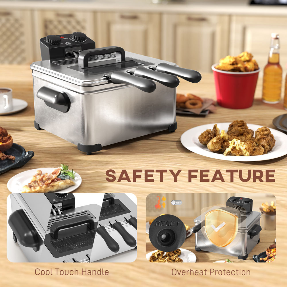 HOMCOM 800-262V70SR Deep Fryer 5L 2000W Image 6