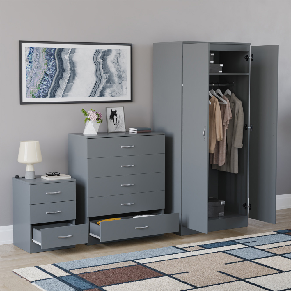 VIDA DESIGNS Riano Grey 3 Piece Bedroom Furniture Set Image 5