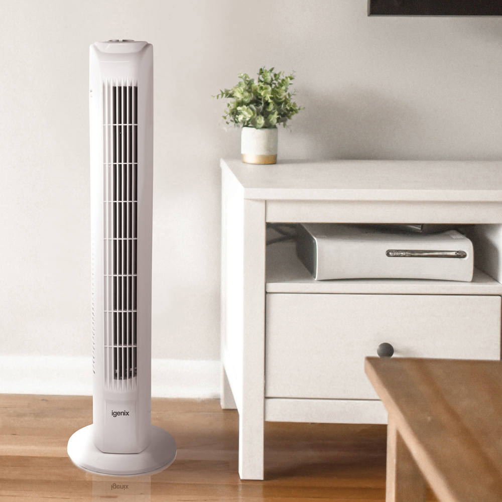 Igenix White Tower Fan with Timer 29 inch Image 2