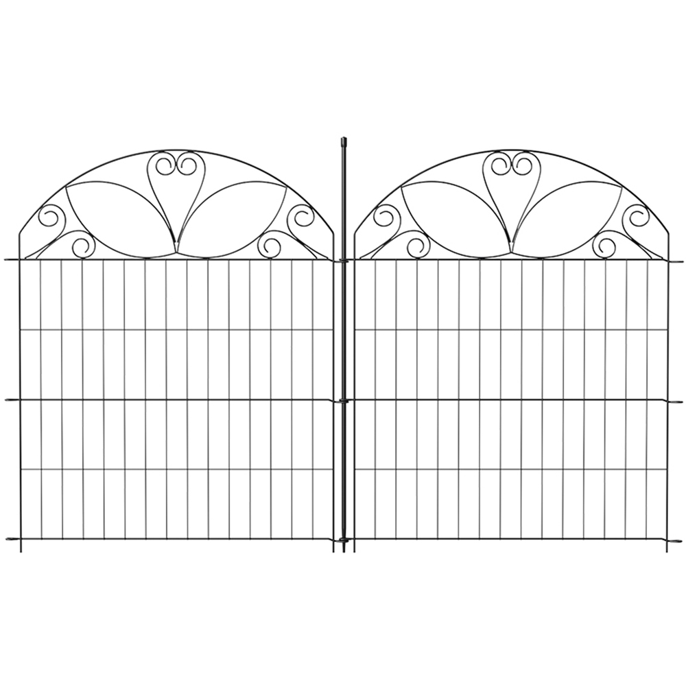 Living and Home Scroll Design 2.3 x 3.3ft 10 Panel Metal Garden Fence with Gate Image 1