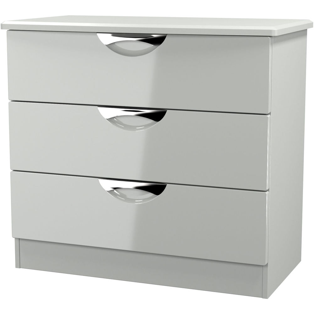 Crowndale Camden 3 Drawer Grey Gloss and Dusk Grey Chest of Drawers Ready Assembled Image 4
