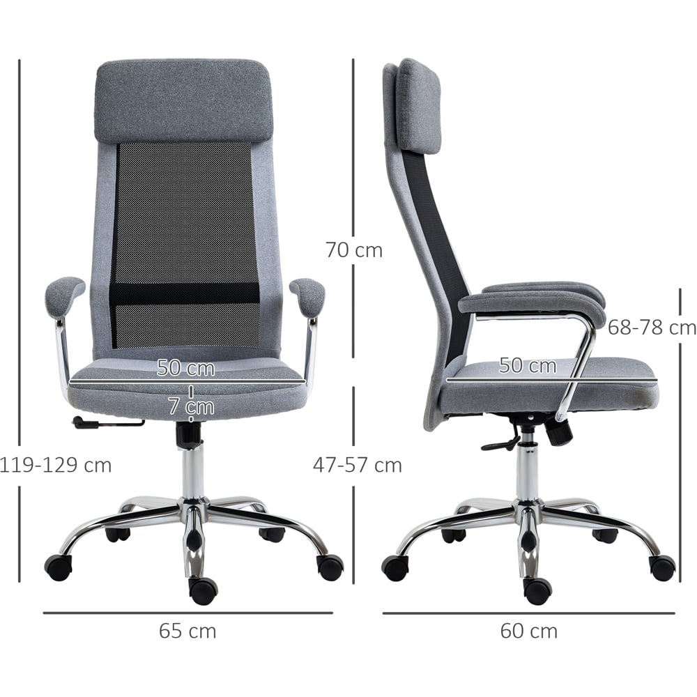 Portland Grey Linen and Mesh Swivel Office Chair Image 7