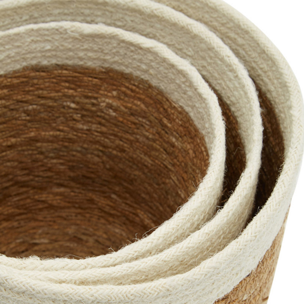 Premier Housewares Natural White Seagrass Baskets Set of 3 Image 6