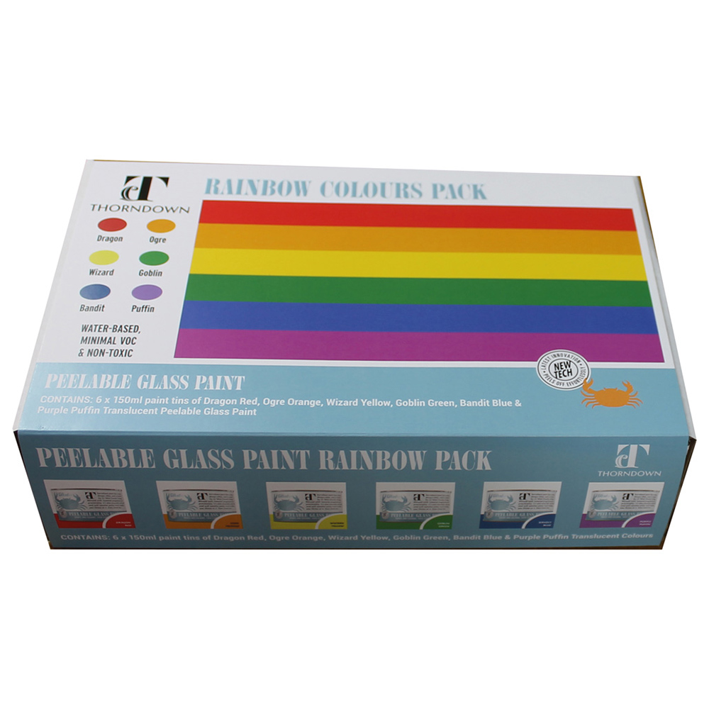 Thorndown Rainbow Peelable Glass Paint 150ml 6 Pack Image