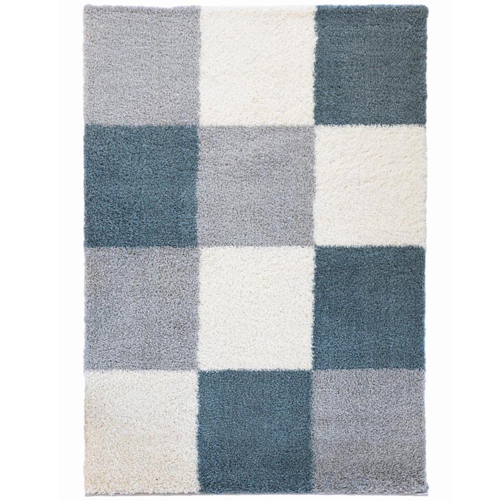 Homemaker Duck Egg Blocks Snug Shaggy Rug 160 x 230cm Image 1