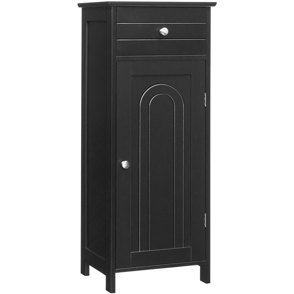 Costway Single Door Single Drawer Black Storage Cabinet Image 2