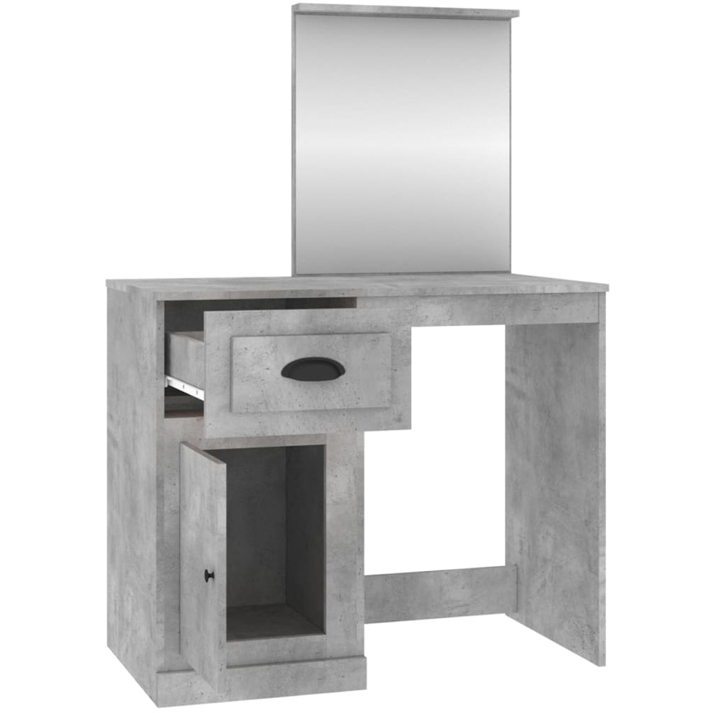 vidaXL Single Door Single Drawer Concrete Grey Dressing Table with Mirror Image 3
