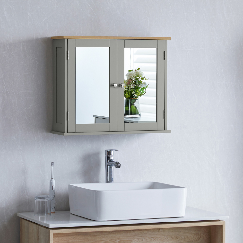 BATH VIDA Priano Wide 2 Door Mirror Bathroom Cabinet Image 3