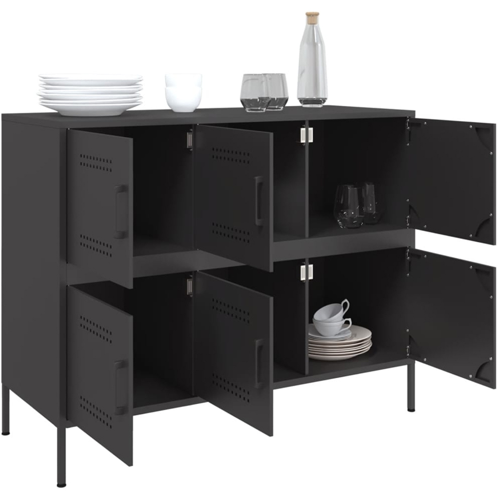 vidaXL 6 Door Black Metal Sideboard Image 5