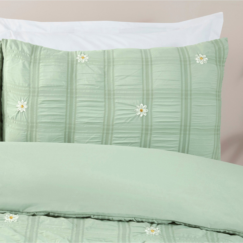 Darcey Embroidered Duvet Set Sage Green Superking Image 3