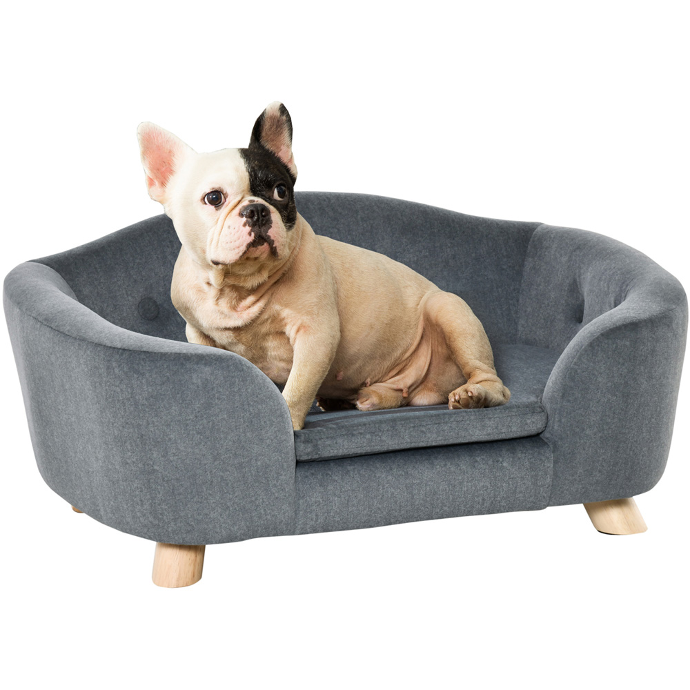PawHut Grey Sofa Bed with Cushion Image 3