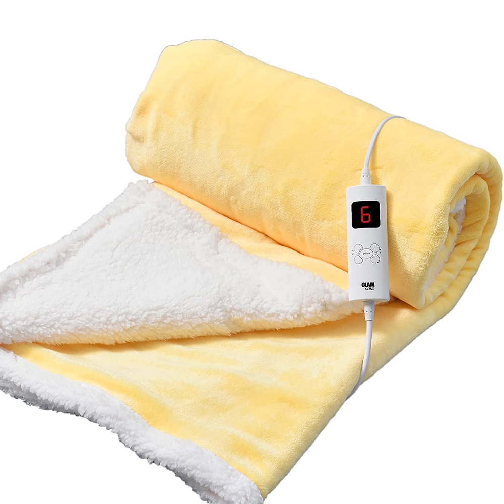 GlamHaus Yellow Electric Heated Blanket 130 x 160cm Image 3