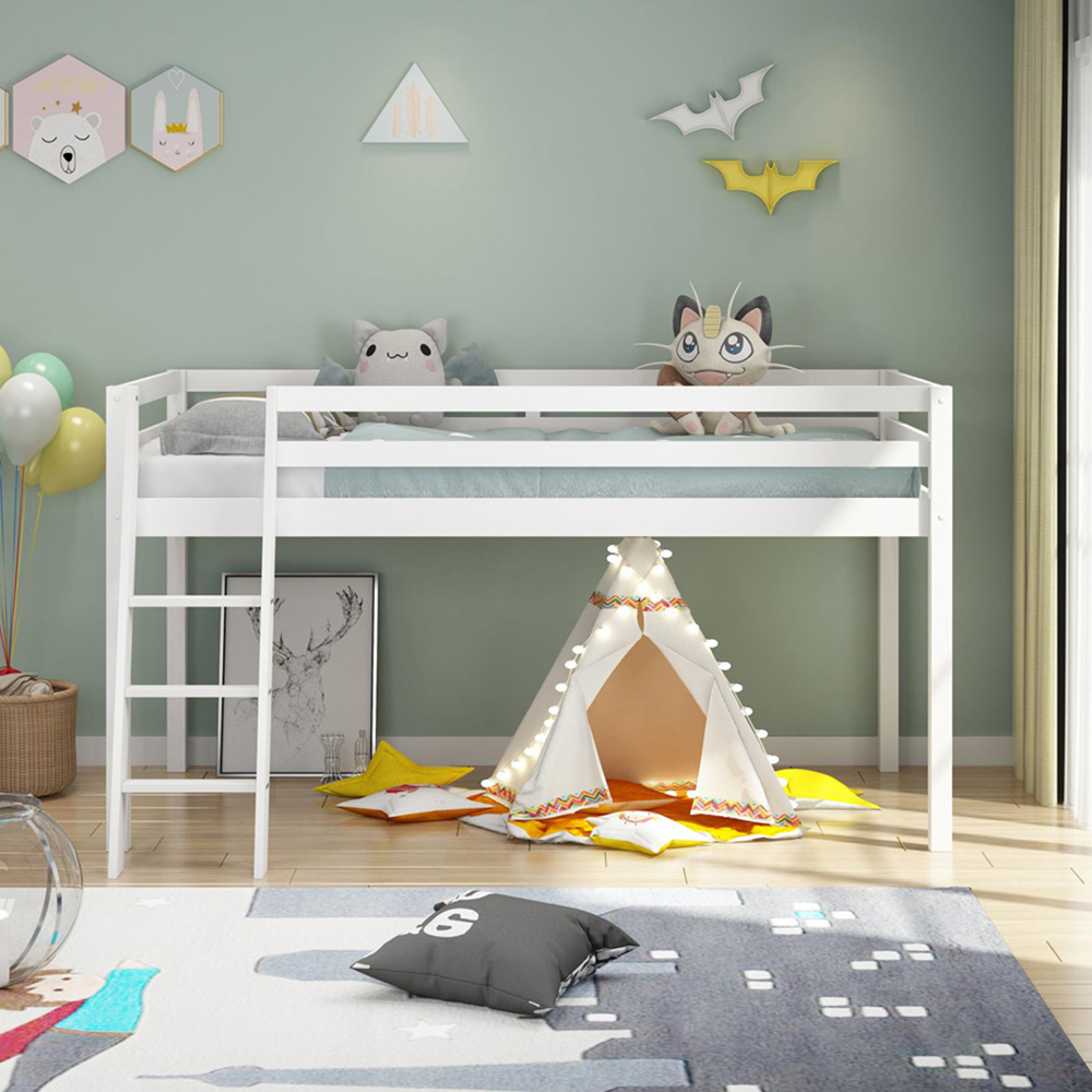 Portland White Wooden Mid Sleeper with Mattress Image 6