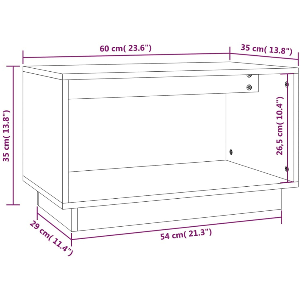 vidaXL Single Shelf Grey Solid Pine TV Cabinet Image 8
